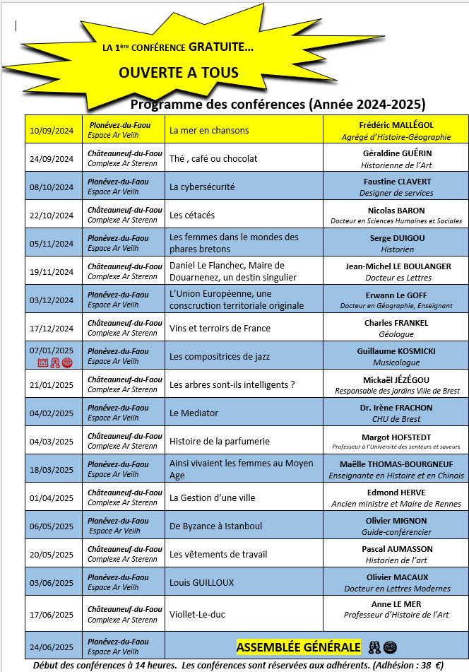 Pour plus d informations sur les conférences à venir ou pour découvrir